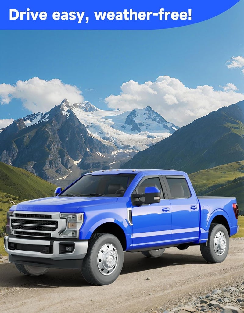 Breejoy in-Channel Window Rain Guard Fit for 2015-2020 Ford F150 SuperCrew & Ford F250-F550 2017-2025 Truck,Window Rain Guards Visors Vent Visors Window Deflector Vent Shades Car Accessories - Image 2